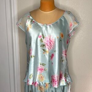 Floral Satin Top and Pants PJ Set
